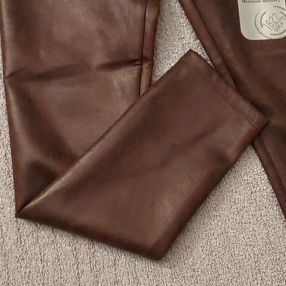 Brown Pleather Pants - Picture 3 of 5